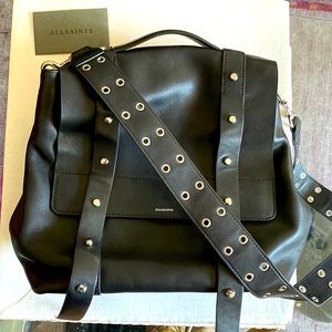AllSaints backpack purse black leather
